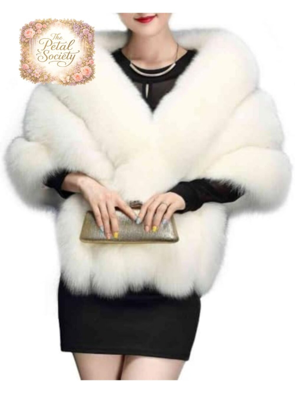Luxury Faux Fur Shawl Wrap Cape for Women | Winter Wedding Evening